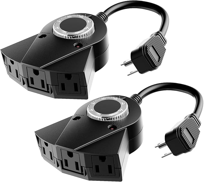 Outdoor Light Sensor Timer, 24 Hours Heavy Duty Waterproof Outlet Timer by Brightown