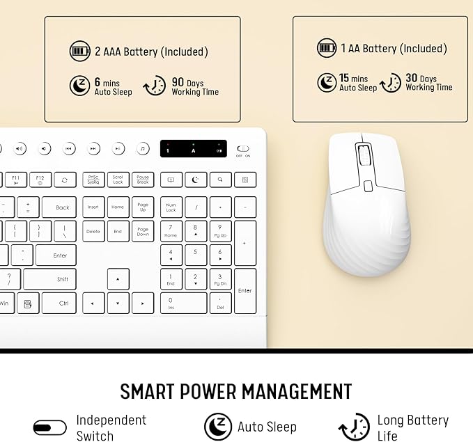 White Wireless Keyboard and Mouse Combo - Image 5