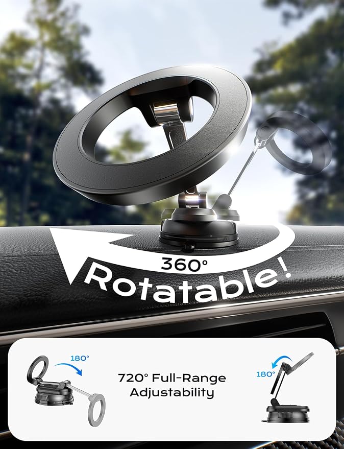 Car Phone Holder for Magsafe, Ultra Magnetic and Strong Suction 360° Adjustable - Image 2