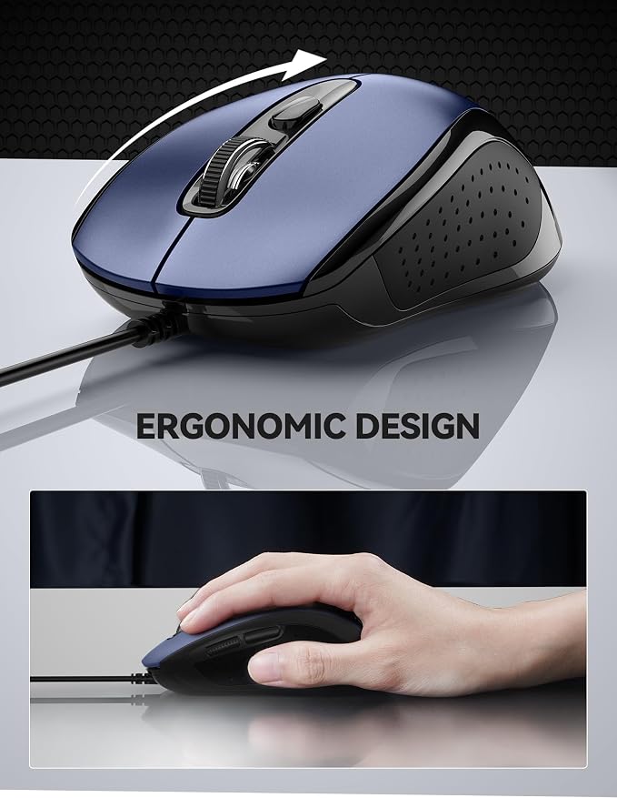 TECKNET USB Wired Mouse, 3600DPI Corded Computer Mouse - Image 4