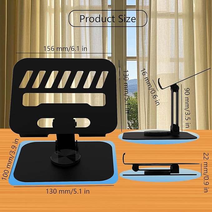 Larger Metal Tablet Stand, Adjustable 360° Rotation Tablet Holder Compatible - Image 3