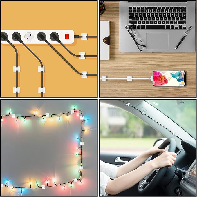 100Pcs Cable Clips, Adhesive Cable Organizer Cord Holder Wire Clip Wire - Image 7