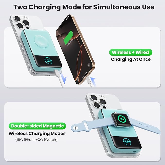 Magnetic Portable Charger for iPhone, 3-in-1 10800mAh Qi2 15W Wireless Power - Image 5