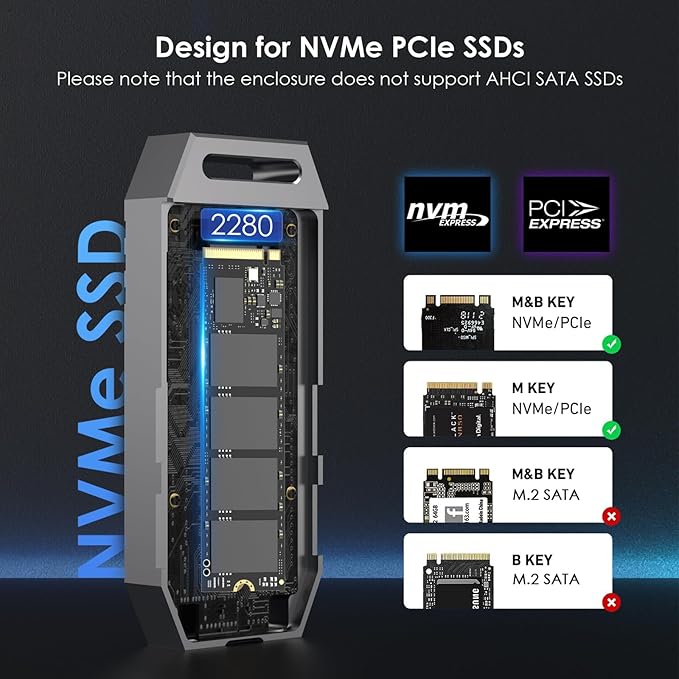 WAVLINK 40Gbps PCIe NVMe SSD Enclosure, USB4 External M.2 NVMe SSD Enclosure - Image 5