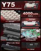Y75 Wireless Mechanical Keyboard, 75% Hot Swappable Custom Keyboard - Image 2