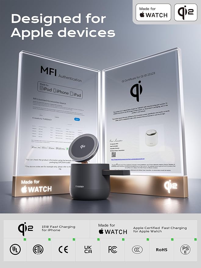 MFI Certified by Apple, 4 in 1 Magsafe Wireless Charging Station, Qi2 15W - Image 4