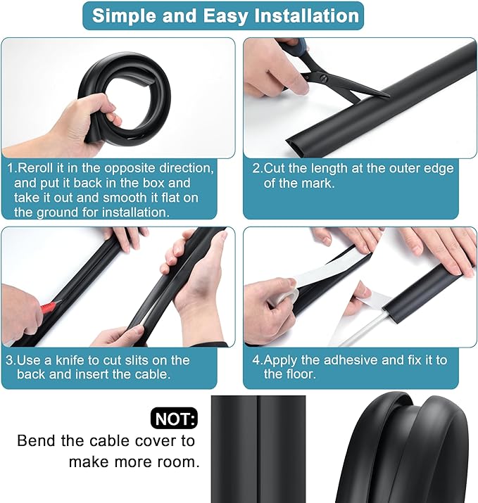 Cord Hider Floor, Cord Protector Floor Extension Cable Cover, Soft PVC Wire - Image 5