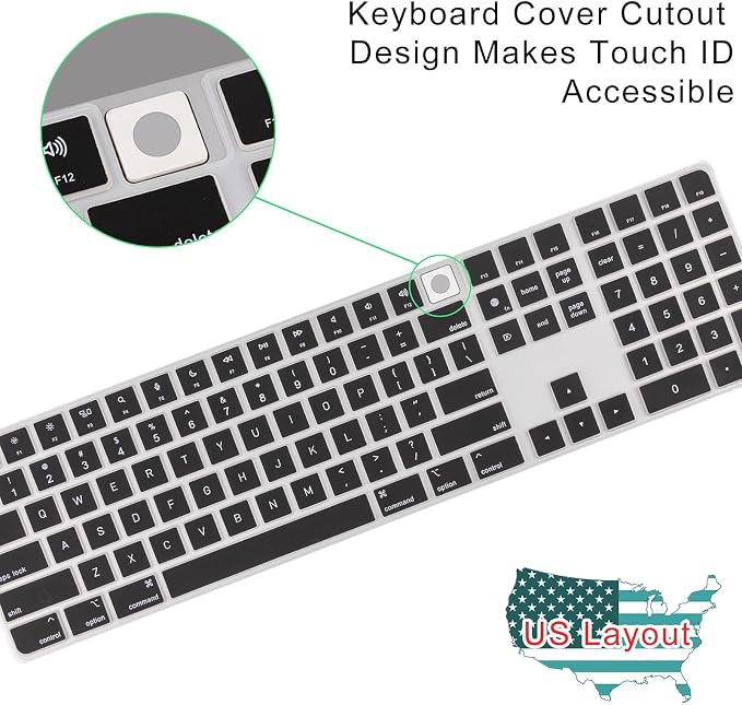 Allinside Black Keyboard Cover for Mac Magic Keyboard - Image 3