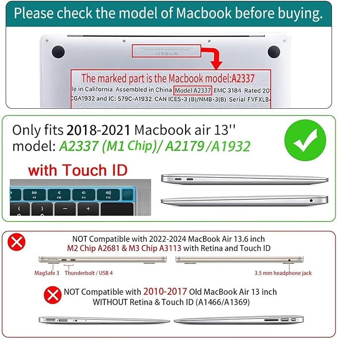 CISSOOK Compatible with MacBook Air 13-inch Case 2021 2020-2018 Release M1 - Image 2