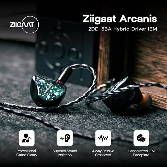 Linsoul ZiiGaat Arcanis in Ear Monitor, Professional 2DD+5BA Hybrid IEM Earphone - Image 2
