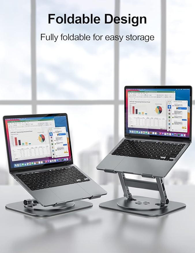 Laptop Stand, 360 Swivel Aluminum Computer Stand Ergonomic Laptop Riser - Image 3