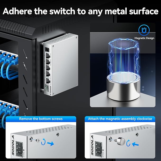 SODOLA 5 Port 2.5Gb Switch Managed, 5X 2.5G Base-T Ports, 1x 10G SFP+, Aluminum - Image 6
