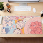 Pink Floral Mouse Pad XXL Cute Anime Gaming Desk Mat 31.5"x15.7", Thickened - Image 6