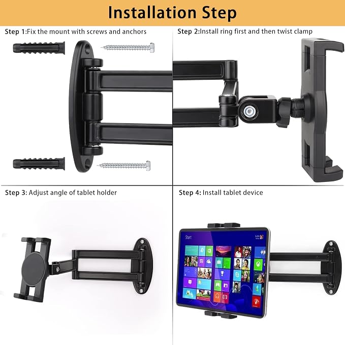 Foldable iPad Wall Mount Holder, Aluminium Extendable Tablet Wall Mount - Image 5
