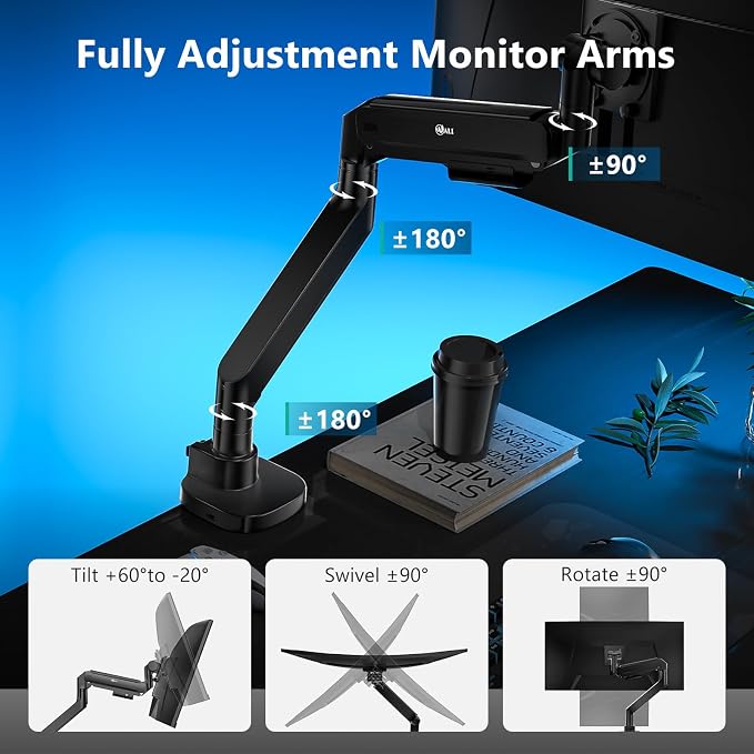 WALI 24-57" Monitor Arm, Heavy Duty Gas Spring Desk Mount - Image 4