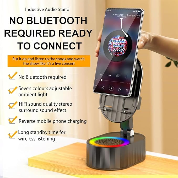 Wireless Induction Audio Bluetooth Speaker 5in1 Phone Holder Emergency - Image 2