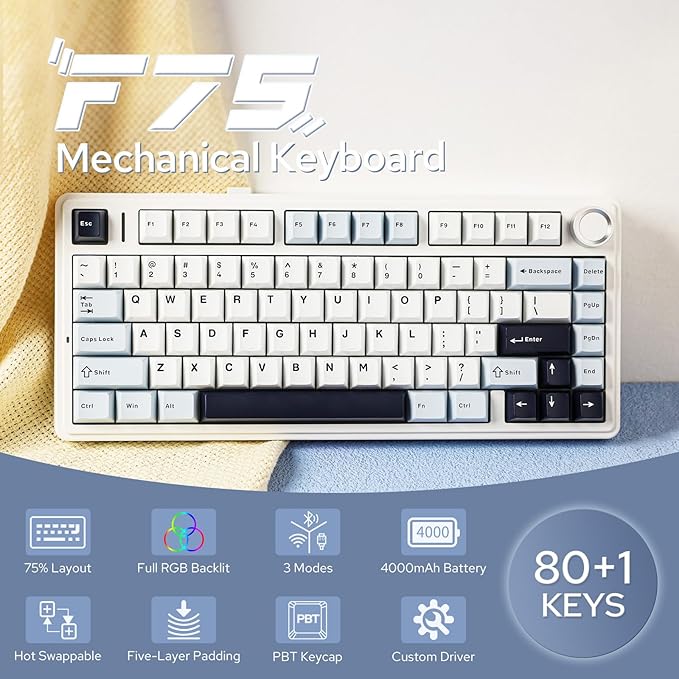 EPOMAKER x Aula F75 Gasket Mechanical Keyboard, 75% Wireless Hot Swappable - Image 2