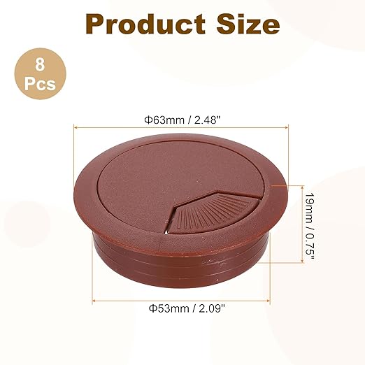uxcell 8 Pcs 53mm Desk Grommet, Plastic Cable Hole Cover, Wire Cord Cable - Image 2