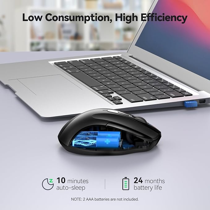 TECKNET Wireless Silent Mouse, Quiet Click, 2.4G Optical Cordless Mouse - Image 6