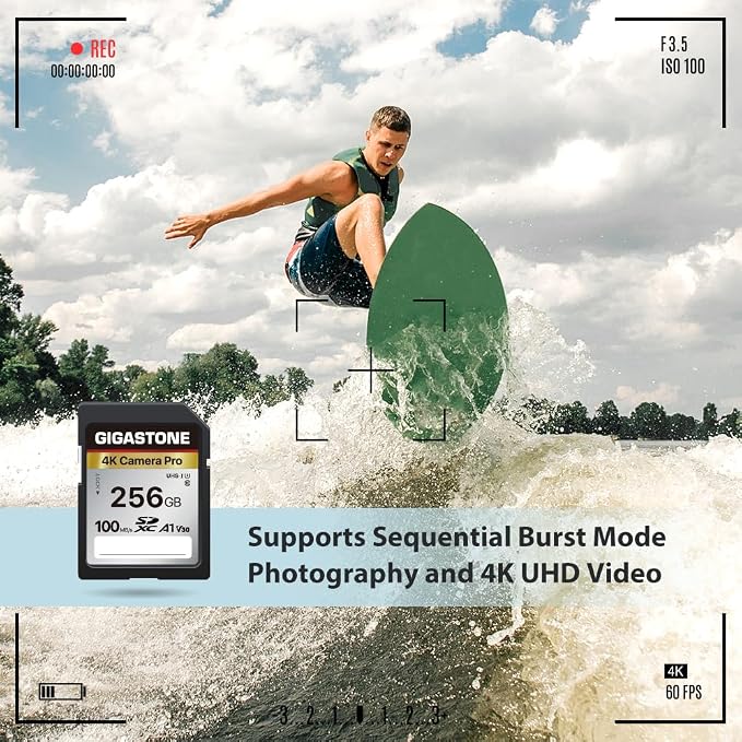 GIGASTONE 256GB SD Card, 4K Camera Pro, A1 V30 SDXC Memory Card 4K UHD Video - Image 7