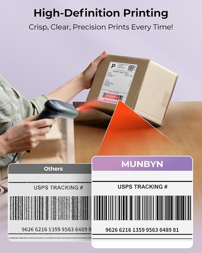 MUNBYN Bluetooth Thermal Label Printer, 130B Wireless 4x6 Shipping Label Printer - Image 3