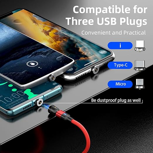 360°Rotating Magnetic Phone Cable Adapter Connector Tips Head - Image 3