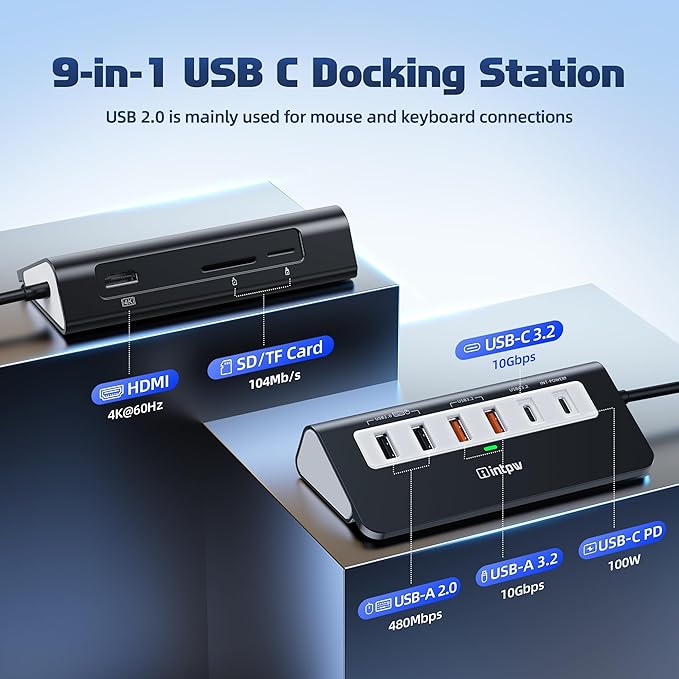 USB C Hub 10Gbps, 9-in-1 USB C Docking station - Image 2