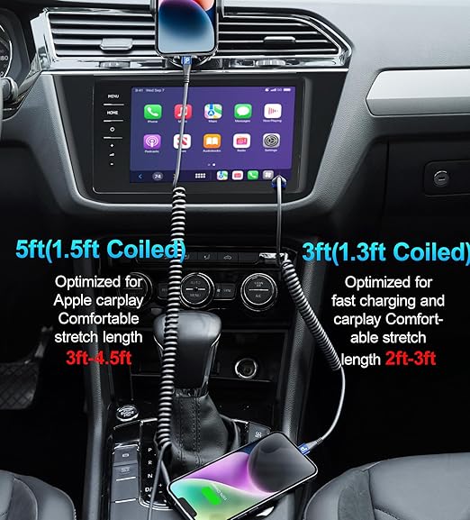 iPhone Charger Cable for Car 3FT, Retractable Charging Cord Compatible - Image 3