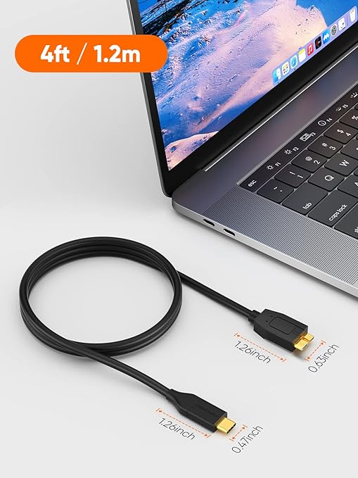 CableCreation 4FT USB C to Micro B Cable, 10Gbps Speed External Hard Drive - Image 3