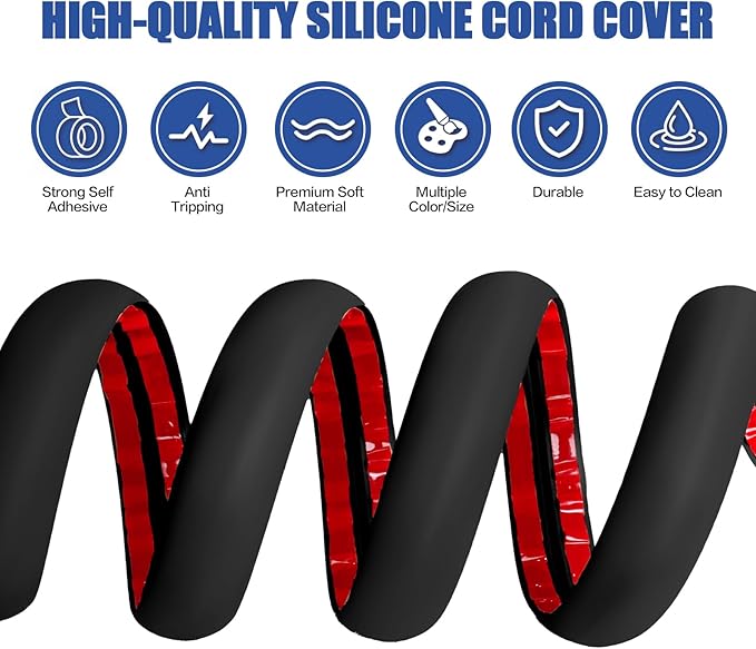 Floor Cord Cover Cavity 0.8"x0.37" Self Adhesive Cord Hider, 10FT Low Profile - Image 3