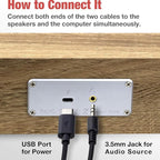 MICA Computer Speakers, Wired Computer Sound Bar, Wooden Mini Soundbar - Image 5