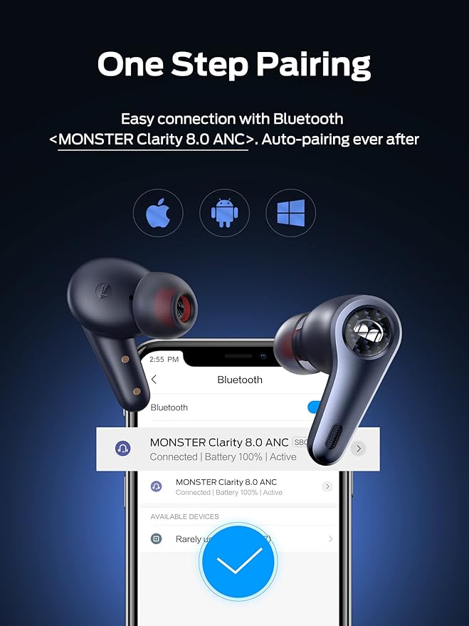 Monster Clarity 8.0 Hybrid Active Noise Cancelling Wireless Earbuds, 42dB - Image 6