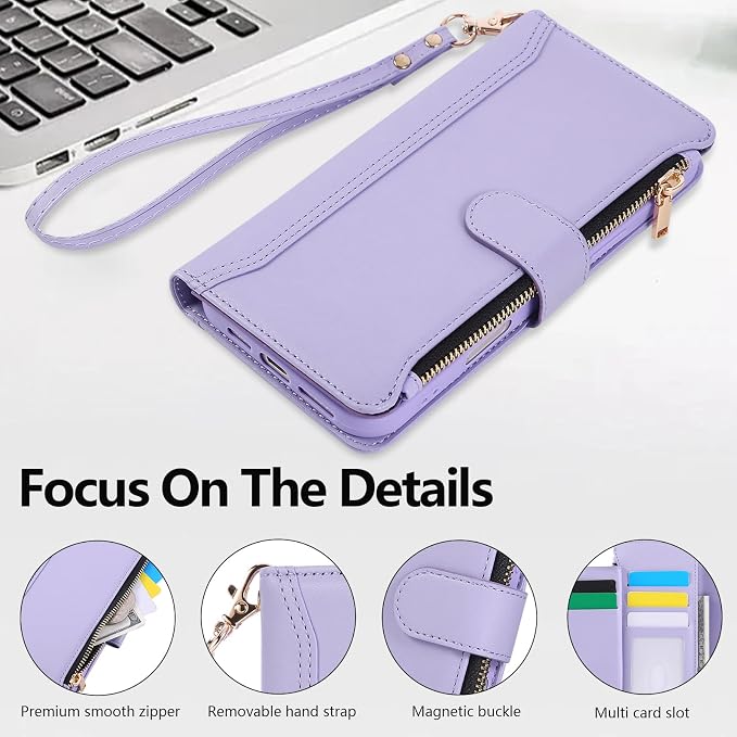 Compatible with iPhone 13/14 Wallet Phone Case-PU Leather Magnetic Flip Cover - Image 5