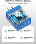 USB C Wall Charger, 40W Fast USB C Charger Block, 4-Port PD + QC Wall Plug - Image 4