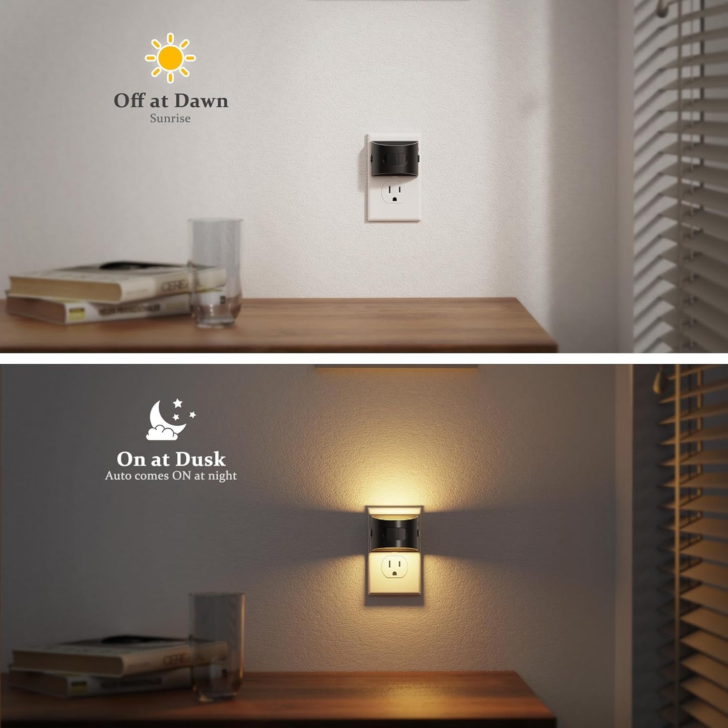 JandCase Motion Sensor Night Light, Night Lights Plug into Wall, Dusk to Dawn Sensor Nightlight with Motion Activated, 30/60/100lm Brightness Dimmable, 3000K Warm White, for Kids Bedroom Hallway