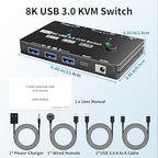 KVM Switch 1 Monitor 2 Computers 8K@60Hz, HDMI KVM Switches - Image 8