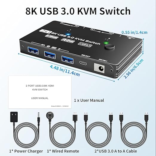 KVM Switch 1 Monitor 2 Computers 8K@60Hz, HDMI KVM Switches - Image 8