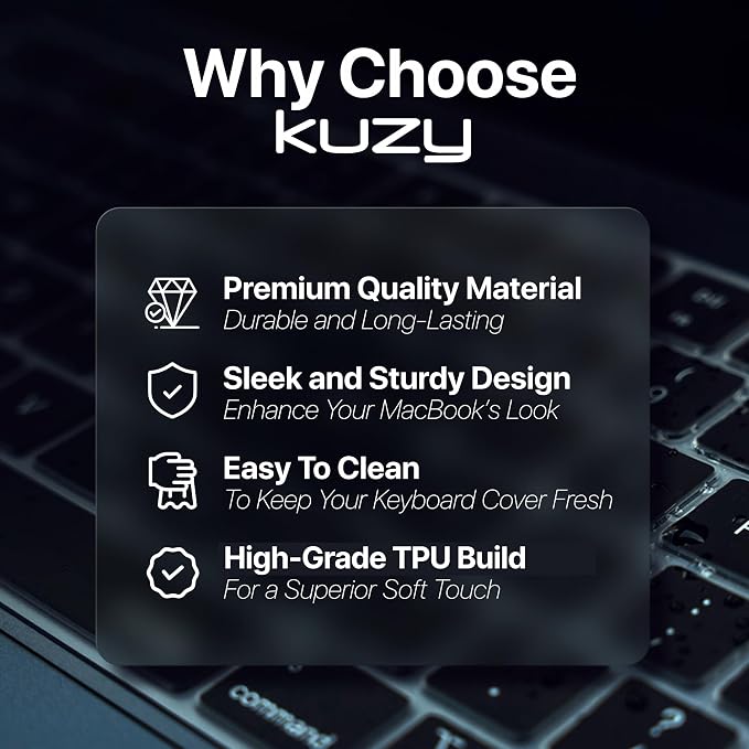Kuzy Tinted Premium MacBook Pro 14 inch Keyboard Cover M4 16" 2025 2024 2023 M3 - Image 7