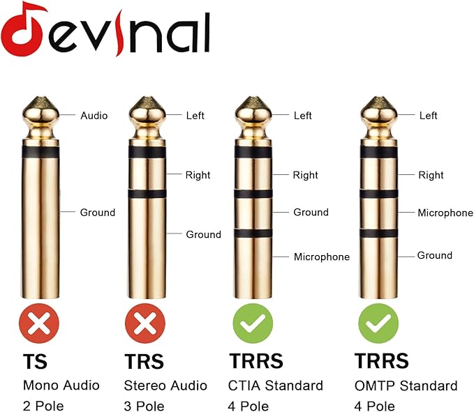 Devinal 3.5mm TRRS Headphone Extension Cable, 1/8" inch Female 4-Pole to Male - Image 6