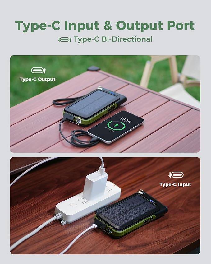 GOODaaa Solar Power Bank, 45800mAh Wireless Portable Charger Built-in Cables - Image 5