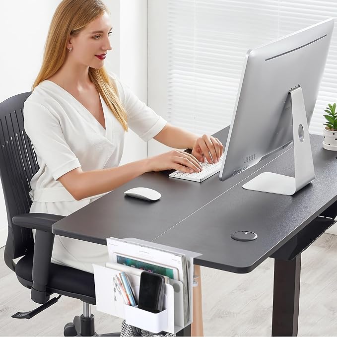 LUKETURE Laptop Holder, Steel Desk Side Storage, No Drill Standing Desk - Image 7