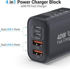USB C Block 40W, 4 Ports Wall Plug Fast Charging Block, PD+QC Multiport Power - Image 3