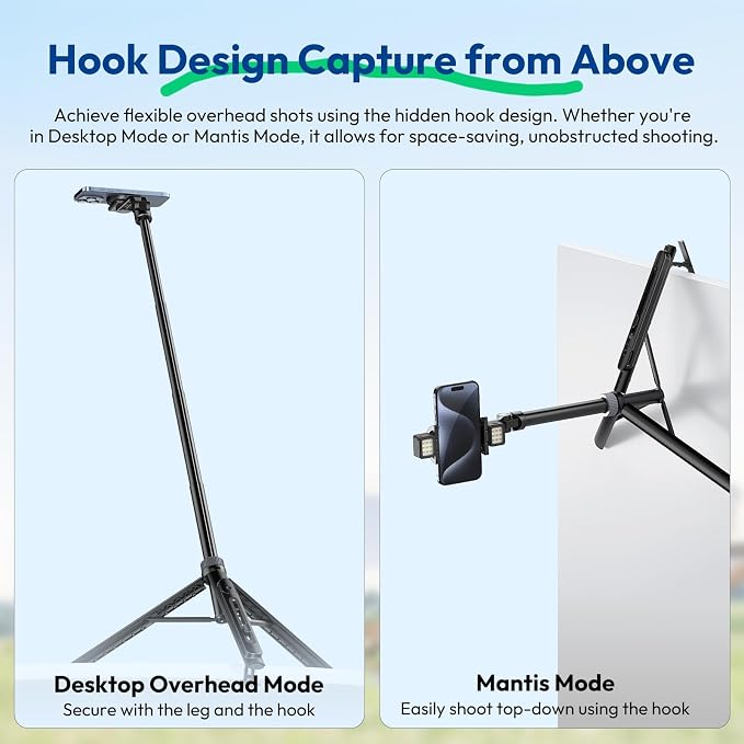 ULANZI TT88 Magnetic Tripod for iPhone, 2-in-1 Phone Clip & Dual Cold Shoe - Image 6