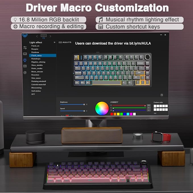 AULA F75 Pro Wireless Mechanical Keyboard, 75% Hot Swappable Custom Keyboard - Image 7