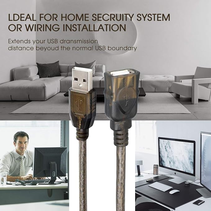 LDKCOK USB 2.0 Type A Male to A Female Active Repeater Extension Cable 50ft - Image 7