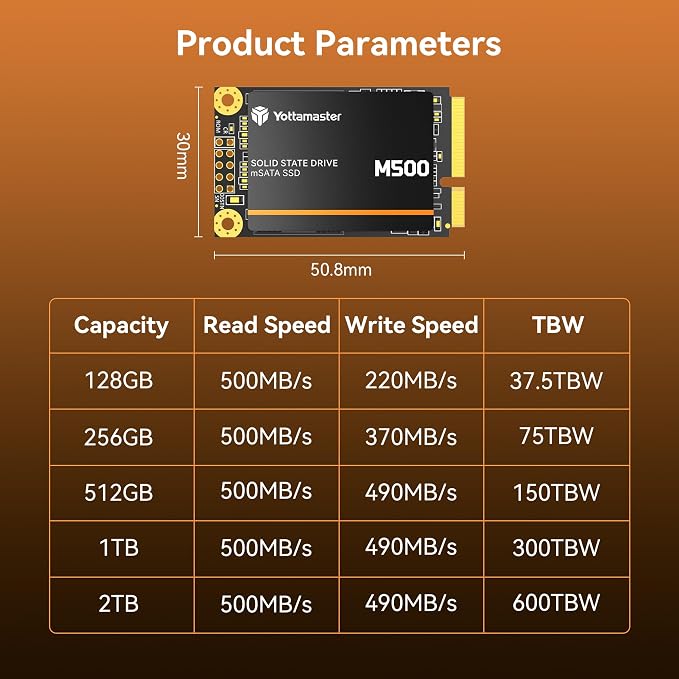 Yottamaster M500 256GB mSATA SSD SATA III 6Gb/s, mSATA Internal Solid State - Image 8