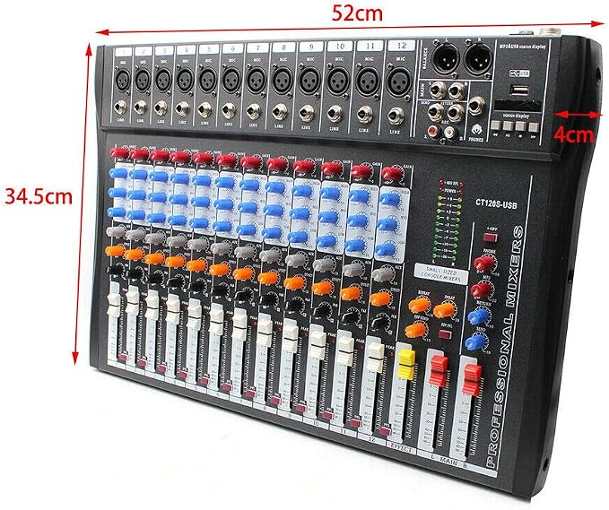 12 Channel Audio Mixer, DJ Soundboard Sound Mixer Console - Image 4