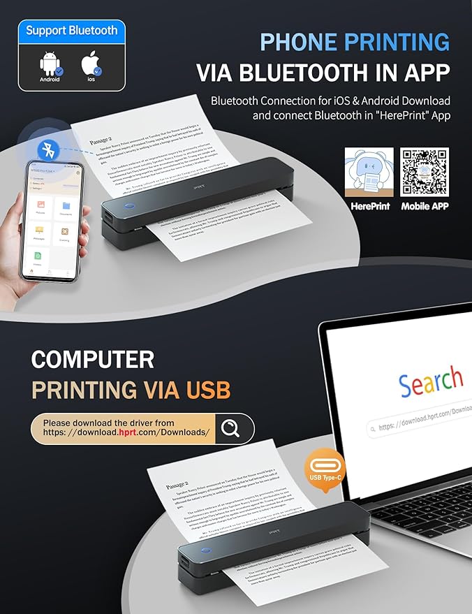 PRT Portable Printer Wireless for Travel, Inkless Bluetooth Compact Mobile - Image 2