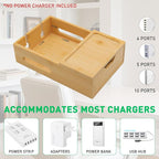 Bamboo Charging Station for Multiple Devices, Desktop Wood Charger Organizer - Image 5