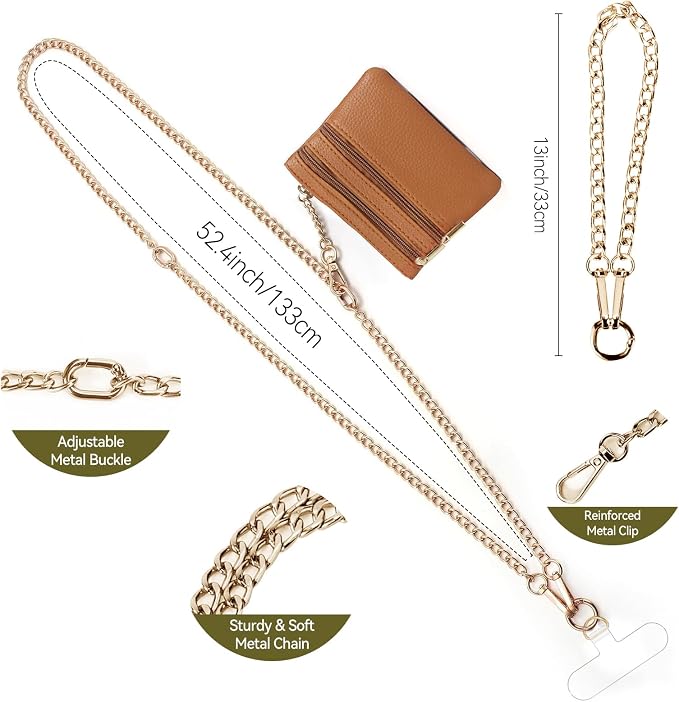 Clip and Go Strap for Phone Gold Metal Chain - Image 4